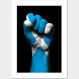 Flag of Scotland on a Raised Clenched Fist Posters and Art